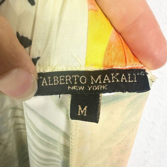 Alberto Makali Satin Wide Leg Pants Size Medium Tropical Vacation Pull On - Picture 7 of 8